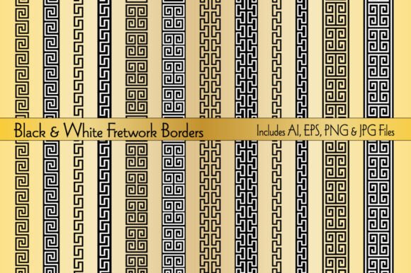 Black White Fretwork Border Patterns for Design Projects
