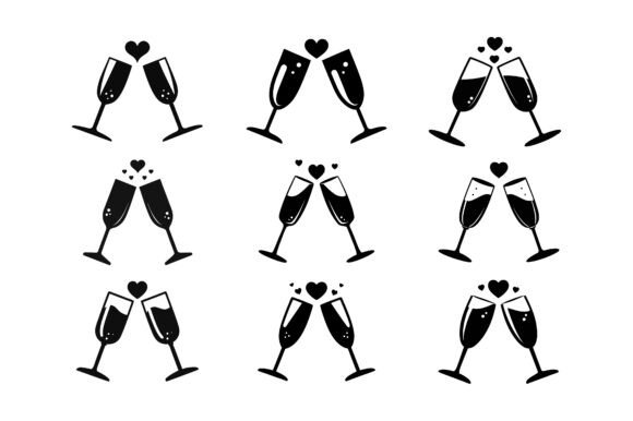 Champagne Toast with Heart Icon Bundle: Elevate Your Design Projects