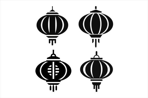 Chinese Lantern Silhouette Icon Bundle – A Versatile Design Asset for Creative Projects