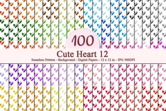Cute Heart 12 Seamless Pattern – A Versatile Design for Creative Projects