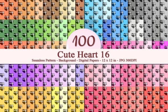Cute Heart 16 Seamless Pattern
