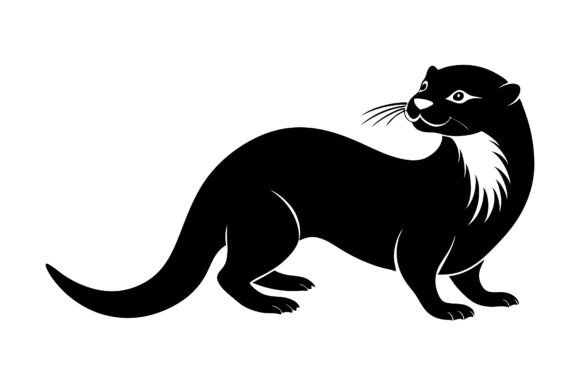Enhance Your Designs with an Otter Silhouette Icon in Black Vector