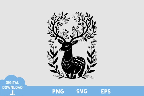 Floral Deer Silhouette: A Timeless Logo for Modern Brands