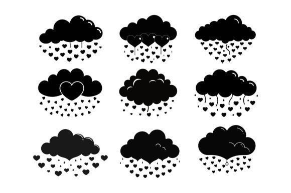 Heart Cloud Raining Love Icon Bundle: A Versatile Design Asset