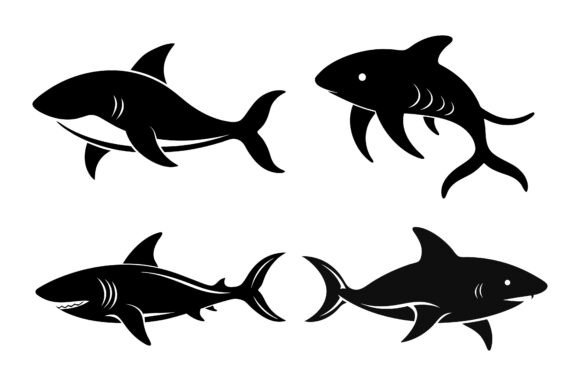Jellyfish and Shark Silhouette Bundle for Creative Projects