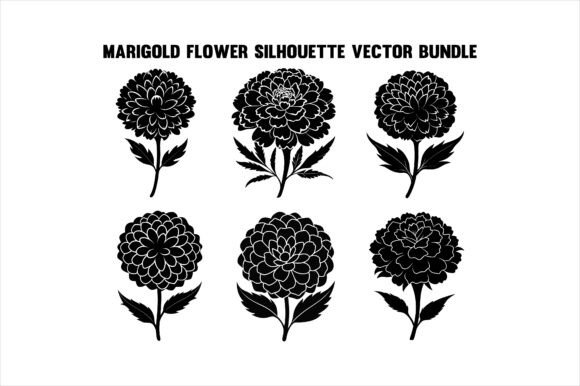 Marigold Flower Silhouette Bundle: A Premium Design Asset