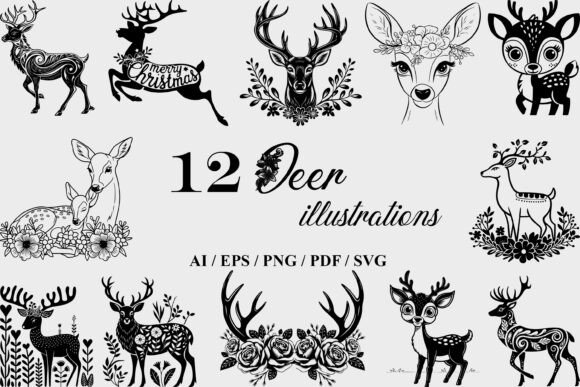 Minimalist Black and White Deer Logo Designs for Modern Branding