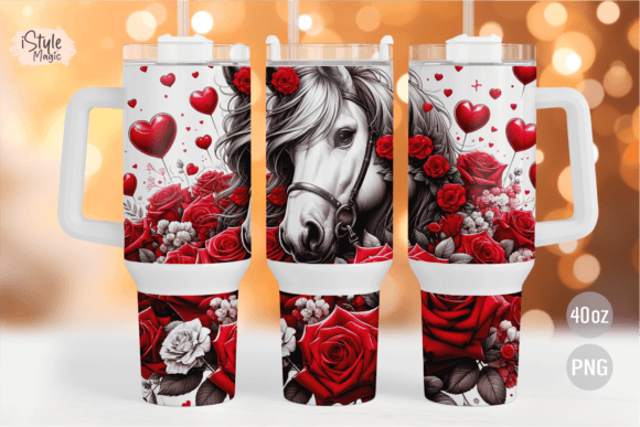 Valentine's Horse 40 Oz Quencher Tumbler Design