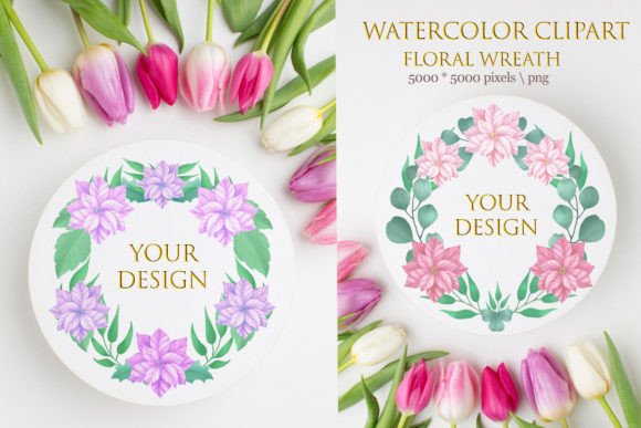 Watercolor Clipart Floral Wreath PNG for Wedding Bouquets