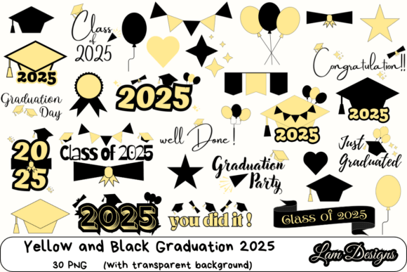 Yellow and Black Graduation 2025 PNGs: A Versatile Resource for Creative Projects